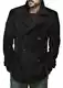 Runcati Herren Klassischer Zweireiher Mantel Slim Fit Winterjacken Casual Lange Jacke Warme Business Trenchcoat Schwarz Mittel