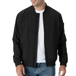 Bomberjacke Herren Blouson jacke Übergangsjacke Leichte Fliegerjacke Herbst Male Freizeit Outdoor Jacken-Schwarz M