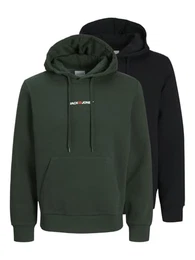 JACK&JONES Herren Sweatshirt Doppelpack JJECORP Old Logo Sweat Hood 2PK MP SMU (DE/NL/SE/PL, Alphanumerisch, M, Regular, Regular, Black)