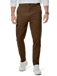 Herren Chino Hose Casual Chinohose Baumwolle Freizeithose Arbeitshose Stretch Outdoorhose Pants Trousers Business braun M