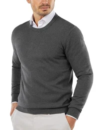 Herren Strickpullover Feinstrick Pullover Rundhals Business Sweatshirt Langarm Strick Sweater Pulli Dunkelgrau M