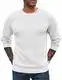 COOFANDY Männer Pullover Strickpullover mit Rundhals Winter Slim fit Einfarbig Ohne Kapuze Waffle Herrenpullover Sweater Weiß M
