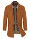 Tuopuda Männer Warmer Wollmantel, Winterjacke Einreiher Jacke Baumwollfutter Mantel mit Schal Winddichte Übergangsmantel Herbst Winter Geschenk, Braun, M