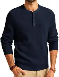 Pullover & Strickjacken für Herren Rundhals Strickpullover Henley Shirt Feinstrick Dunkelblau XL