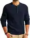 Pullover & Strickjacken für Herren Rundhals Strickpullover Henley Shirt Feinstrick Dunkelblau XL