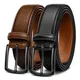 KEMISANT Gürtel Herren 2er, Ledergürtel Herren-gürtel für Jeans,31mm Breit Gürtel,Größe Fest(Schwarz/Tiefbraun,115cm/38-40  taille verstellbar)