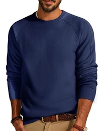 Herren Pullover mit Rundhals Strickpullover Winterpullover Business Sweater M Navy blau
