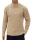 COOFANDY Herren Pullover mit Rundhalsausschnitt Männer Strickpullover Zopfmuster Pullover Winterpullover Herren Rundhals Langarm Pullover Khaki 3XL