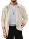 Runcati Cord Jacke Herren Casual Lightweight Sport Jacke Langarm Vintage Einfarbige Übergangsjacke mit Reißverschlüsse,Beige,L