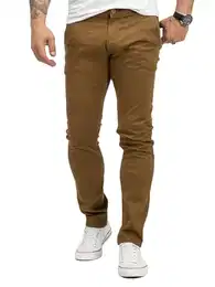 Herren Hose Stretch Chino Basic Sommer Hose Regular Fit Lange Hose Stoff Hose Sommerhose Männerhose H-379 Braun W32 L32