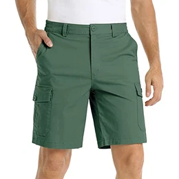 Taktische Kleidung Herren-Sommershorts mit Taschen für Komfort und leichte, lässige Arbeitsshorts aus Twill-Baumwolle mit elastischem Bund Wasserfeste Wanderhose Herren (AG, M)