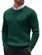 COOFANDY Herren Pullover mit Rundhalsausschnitt Strickpullover Business Pullover Feinstrick Winterpullover Ribbed Pulli Sweater Seegrün L