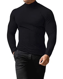 Pullover Herren Rollkragenpullover Rollkragenshirt Baumwolle Warmer Rollkragen Langarmshirts Solid Turtleneck für Herren Schwarz M