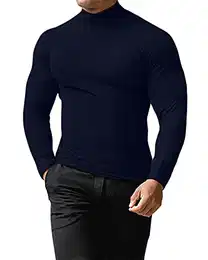 Pullover Herren Rollkragenpullover Rollkragenshirt Baumwolle Warmer Rollkragen Langarmshirts Solid Turtleneck für Herren Tiefblau M