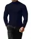 Cooleep Pullover Herren Rollkragenpullover Rollkragenshirt Baumwolle Warmer Rollkragen Langarmshirts Solid Turtleneck für Herren Tiefblau M