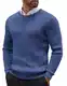 COOFANDY Herren Rundhals Pullover Ribbed Strickpullover Feinstrick Männer Business Pullover Sweater Trendy Sweatshirt Pulli Stahlblau XL