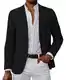 GRACE KARIN Männer Zwei Knöpfe Regular Fit Dünner Blazer mit Tasche Vintage Mittelalter Party Anzugjacke Schwarz M