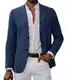 GRACE KARIN Männer Casual Revers Anzugjacke Fashion Regular Fit Blazer mit 2 Knöpfe Königsblau M