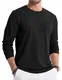 JMIERR Herren Sweatshirt Pullover für Herren Langarm Pullover Strickpullover Rundhals T-Shirts Longshirt Modern Leichte Basic Solid Winter Oberteile Männer mit Tasche Schwarz M