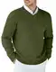 COOFANDY Strickpullover mit V Ausschnitt Herren Pullover Langarm Sweater Männer Winterpullover Herren Pulli Armeegrün M