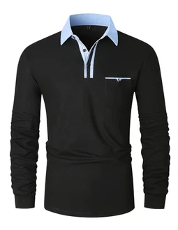 LIUPMWE Poloshirt Herren Langarm Getäfelt T Shirts Männer Hemd T-Shirt Slim Fit Golf Sports