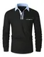 LIUPMWE Poloshirt Herren Langarm Getäfelt T Shirts Männer Hemd T-Shirt Slim Fit Golf Sports,M,Schwarz-43