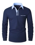 LIUPMWE Poloshirt Herren Langarm Getäfelt T Shirts Männer Hemd T-Shirt Slim Fit Golf Sports Blau (43)