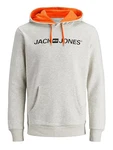 JACK & JONES Male Hoodie Logo White Melange/Shocking Orange