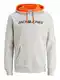 JACK & JONES Herren JJECORP Old Logo Sweat Hood, Kapuzen Hoodie Langarm, White Melange/Shocking Orange, M