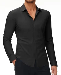 Stretch Hemd Herren Langarm Hemden Herren Slim fit Businesshemd Bügelfrei Freizeithemd