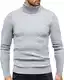 Fastkoala Herren Rollkragenpullover Pullover Basic Warm Jumpers Strickwaren Strickjacke Tops Regulär Slim Fit Grau M