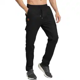 Cargohose Herren Chino Hosen Herren Cargo Jogginghose Baumwolle Freizeithose Herren Lang Elastische Taille mit Mehrere Taschen Schwarz M