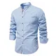 2025e 2025 2025 Hemd Herren Langarm Mit Geradem Schnitt Business Shirt Hemden Comfort Stehkragen Herrenhemd Herrenhemden Mittelalter Modische Regular Fit Freizeithemden Hellblau M