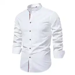 Angebote des Tages Heute Hemd Herren Langarm Mit Geradem Schnitt Business Shirt Hemden Comfort Stehkragen Herrenhemd Herrenhemden Mittelalter Modische Regular Fit Freizeithemden Weiß M