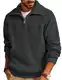 PJ PAUL JONES Troyer Herren Strickpullover Half Zip Winter Pullover V Ausschnitt Stehkragen Arbeitspullover M Dunkelgrau