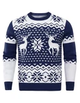 Demigimi Weihnachtspullover Herren Strickpullover Christmas Sweater Weihnachtspulli Weihnachten Pullover Hoodie Sweatshirt Dunkelblau/Blau/Weiß/Hellblau/Beige