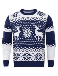 Demigimi Weihnachtspullover Herren Strickpullover Christmas Sweater Weihnachtspulli Weihnachten Pullover Hoodie Sweatshirt