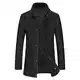 YOUTHUP Herren Winter Wolle Mantel Dicker Freizeit Übergangmantel Mehrere Taschen Wintermantel, Schwarz, M