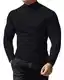 LAOARA Herren Rollkragenshirt Langarmshirt T Shirt Stehkragen Longsleeve Thermo Baumwolle Langarm Slim Fit Pullover Schwarz M
