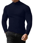 LAOARA Herren Rollkragenshirt Langarmshirt T Shirt Stehkragen Longsleeve Thermo Slim Fit Pullover Blau