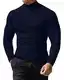 LAOARA Herren Rollkragenshirt Langarmshirt T Shirt Stehkragen Longsleeve Thermo Baumwolle Langarm Slim Fit Pullover Blau M