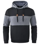 Huayuzh Hoodie Herren Oversize Kapuzenpullover Langarm Freizeit Jacquard Farbblock Sweatshirt mit Zip Taschen Schwarz/Dunkelgrau