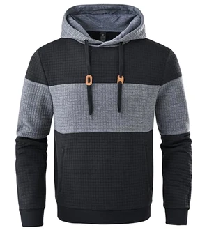 Huayuzh Hoodie Herren Oversize Kapuzenpullover Langarm Freizeit Jacquard Farbblock Sweatshirt mit Zip Taschen