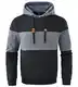 Huayuzh Hoodie Herren Oversize Kapuzenpullover für Herren Langarm Freizeit Jacquard Farbblock Sweatshirt mit Zip Taschen Schwarz Dunkelgrau M