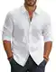 Business Hemd Herren Langarm Bügelfreie Hemden Stretch Button Down Casual Shirt Weiß M