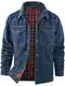 Mr.Stream Jeansjacke Herren Western Sommerjacke Cowboy Übergangsjacke Karierte Flanellfutter Denim Trucker Jacken mit Druckknopf 3270 Dark Blue M