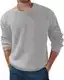 QIXING Herren Pullover Rundhals Waffel Langarm Pulli Strickpullover mit Waffelmuster Regular Fit Winter Pullover(Hellgrau, L)