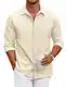 COOFANDY Herren Langarm Hemd Oxford Hemd Freizeit Hemden Business Hemd Modische Herren Hemden mit Brusttasche Button Down Hemd Hellbeige M