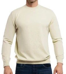 Herren Pullover Tops Winter Gestrickte Rundhalspullover Langarm Weiche Warme Mock Neck Klassische Casual Strickwaren Pullover für Männer, Grau weiß L