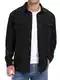 QIXING Herren Cordhemd Langarm Button Down Freizeithemd Regular Fit Jacke Herbst Winter Mantel mit Klappentaschen (Schwarz, M)